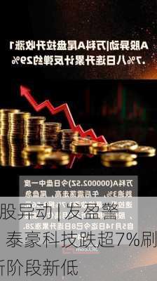 A股异动 | 发盈警，泰豪科技跌超7%刷新阶段新低