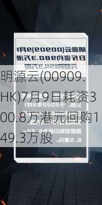 明源云(00909.HK)7月9日耗资300.8万港元回购149.3万股