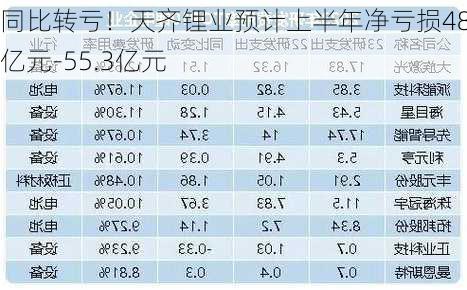 同比转亏！天齐锂业预计上半年净亏损48.8亿元-55.3亿元