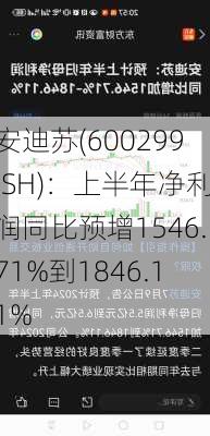 安迪苏(600299.SH)：上半年净利润同比预增1546.71%到1846.11%