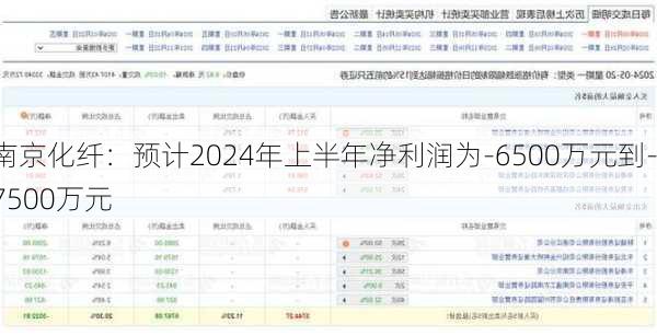 南京化纤：预计2024年上半年净利润为-6500万元到-7500万元