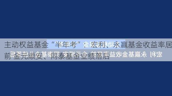 主动权益基金“半年考”：宏利、永赢基金收益率居前 金元顺安、同泰基金业绩落后