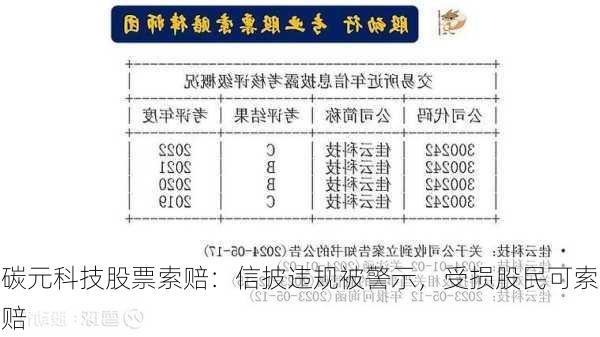 碳元科技股票索赔：信披违规被警示，受损股民可索赔