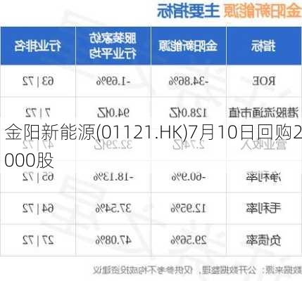 金阳新能源(01121.HK)7月10日回购2000股