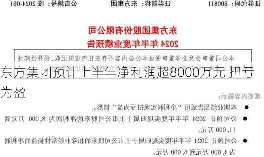 东方集团预计上半年净利润超8000万元 扭亏为盈