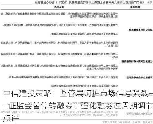 中信建投策略：监管层呵护市场信号强烈——证监会暂停转融券、强化融券逆周期调节点评