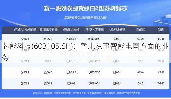 芯能科技(603105.SH)：暂未从事智能电网方面的业务