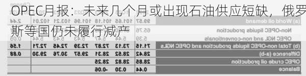 OPEC月报：未来几个月或出现石油供应短缺，俄罗斯等国仍未履行减产