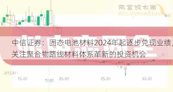 中信证券：固态电池材料2024年起逐步兑现业绩，关注聚合物路线材料体系革新的投资机会