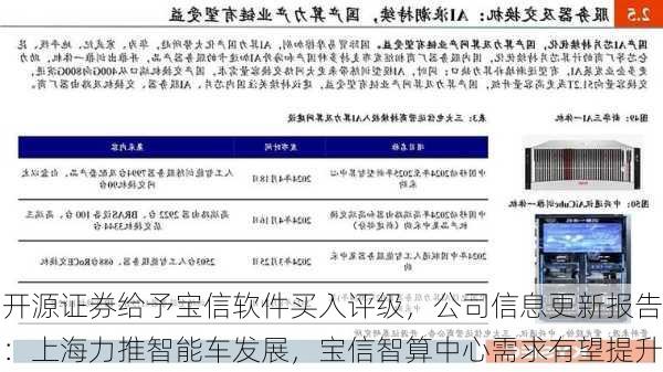 开源证券给予宝信软件买入评级，公司信息更新报告：上海力推智能车发展，宝信智算中心需求有望提升