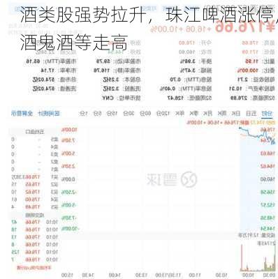 酒类股强势拉升，珠江啤酒涨停，酒鬼酒等走高