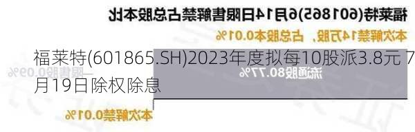 福莱特(601865.SH)2023年度拟每10股派3.8元 7月19日除权除息