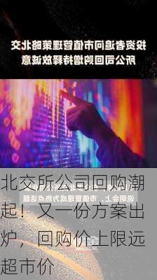 北交所公司回购潮起！又一份方案出炉，回购价上限远超市价