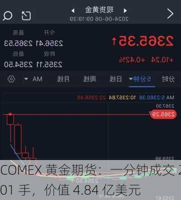 COMEX 黄金期货：一分钟成交 2001 手，价值 4.84 亿美元