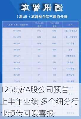 1256家A股公司预告上半年业绩 多个细分行业频传回暖喜报