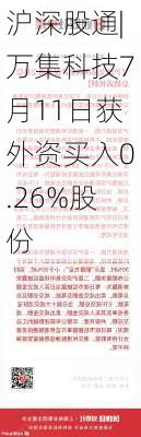 沪深股通|万集科技7月11日获外资买入0.26%股份