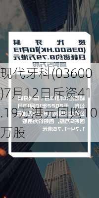 现代牙科(03600)7月12日斥资41.19万港元回购10万股