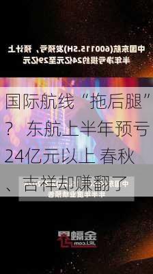 国际航线“拖后腿”？ 东航上半年预亏24亿元以上 春秋、吉祥却赚翻了