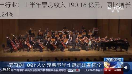 演出行业：上半年票房收入 190.16 亿元，同比增长 13.24%