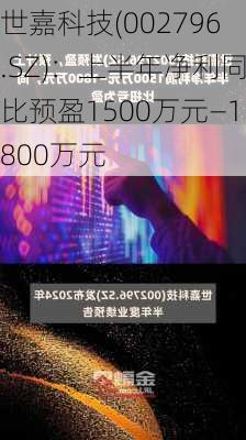 世嘉科技(002796.SZ)：上半年净利同比预盈1500万元―1800万元