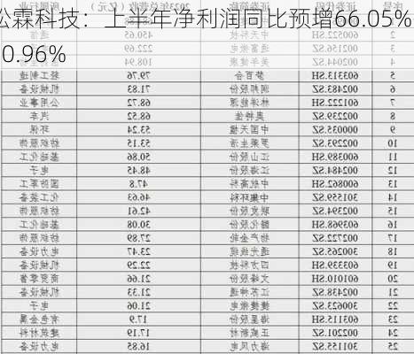 松霖科技：上半年净利润同比预增66.05%―90.96%