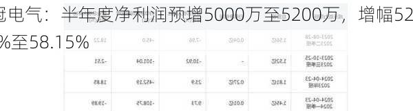 金冠电气：半年度净利润预增5000万至5200万，增幅52.07%至58.15%