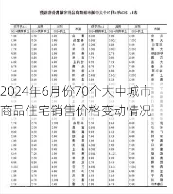 2024年6月份70个大中城市商品住宅销售价格变动情况