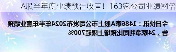 A股半年度业绩预告收官！163家公司业绩翻倍