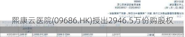 熙康云医院(09686.HK)授出2946.5万份购股权