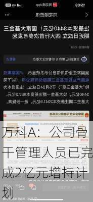 万科A：公司骨干管理人员已完成2亿元增持计划