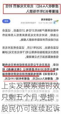 上实发展索赔时效只剩五个月 受损股民仍可继续起诉