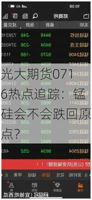 光大期货0716热点追踪：锰硅会不会跌回原点？