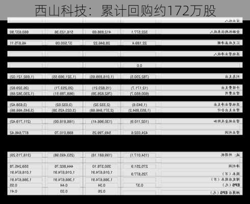 西山科技：累计回购约172万股