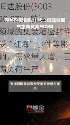 海达股份(300320.SZ)：航运领域的集装箱密封件受“红海”事件等影响，需求量大增，已满负荷生产