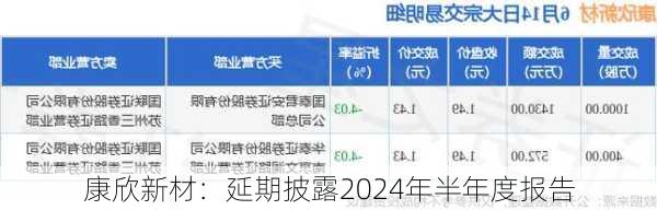 康欣新材：延期披露2024年半年度报告