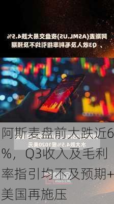 阿斯麦盘前大跌近6%，Q3收入及毛利率指引均不及预期+美国再施压