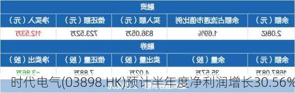 时代电气(03898.HK)预计半年度净利润增长30.56%