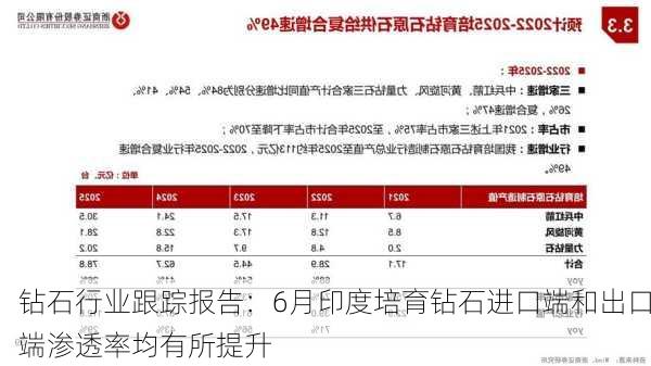 钻石行业跟踪报告：6月印度培育钻石进口端和出口端渗透率均有所提升