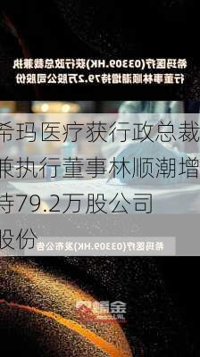 希玛医疗获行政总裁兼执行董事林顺潮增持79.2万股公司股份