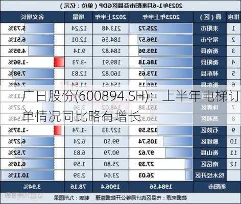 广日股份(600894.SH)：上半年电梯订单情况同比略有增长