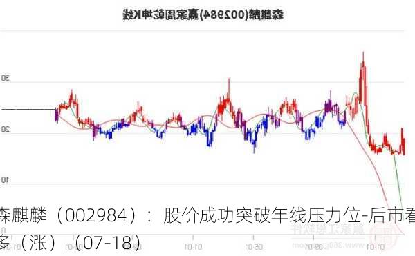 森麒麟（002984）：股价成功突破年线压力位-后市看多（涨）（07-18）