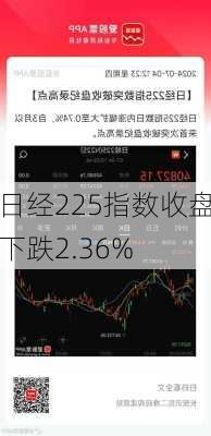 日经225指数收盘下跌2.36%