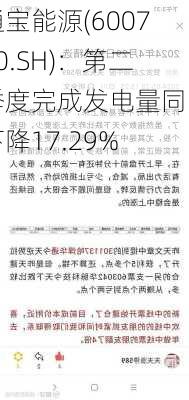 通宝能源(600780.SH)：第二季度完成发电量同比下降17.29%