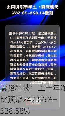 震裕科技：上半年净利同比预增242.86%―328.58%