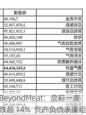 BeyondMeat：盘前一度跌超 14%  资产负债表重组