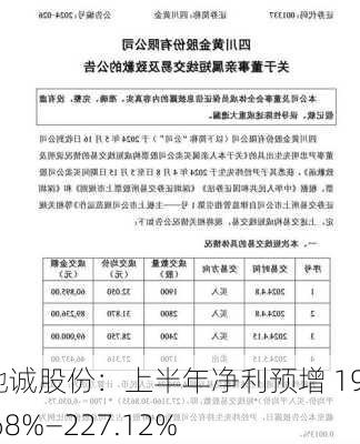 驰诚股份：上半年净利预增 198.68%―227.12%