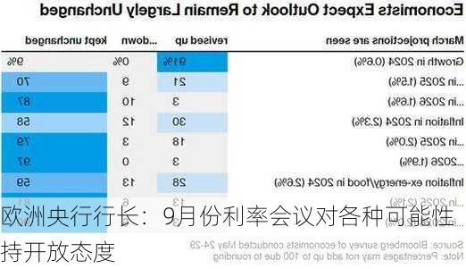 欧洲央行行长：9月份利率会议对各种可能性持开放态度