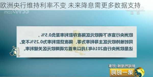 欧洲央行维持利率不变 未来降息需更多数据支持