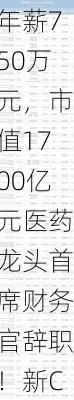 年薪750万元，市值1700亿元医药龙头首席财务官辞职！新CFO是他