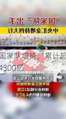 国家队增持，累计超4300亿